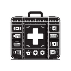 Obraz premium first aid kit box silhouette vector illustration
