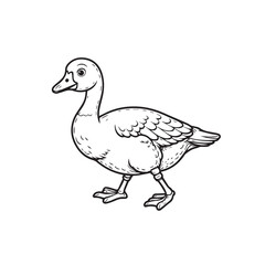 Goose  line art vector on white backgroun