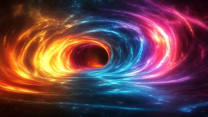 Colorful swirl resembling a cosmic black hole in vibrant hues