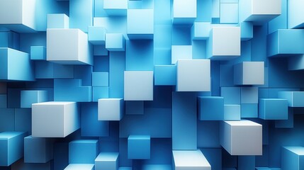 abstract 3d render white and blue geometric background with cubes modern animation motion design seamless looped vide