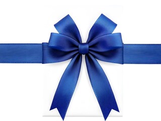 A beautifully wrapped gift box with a blue ribbon and bow, symbolizing celebration and giving.