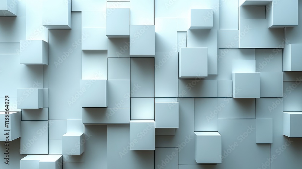 Poster abstract 3d render white geometric background with cubes motion design seamless looped vide