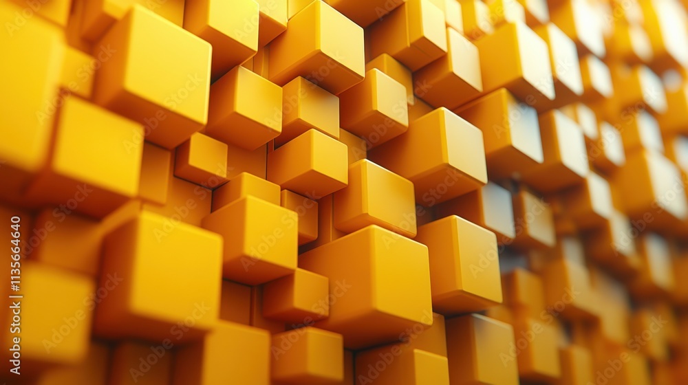 Poster abstract 3d render yellow geometric background with cubes modern animation motion design seamless lo