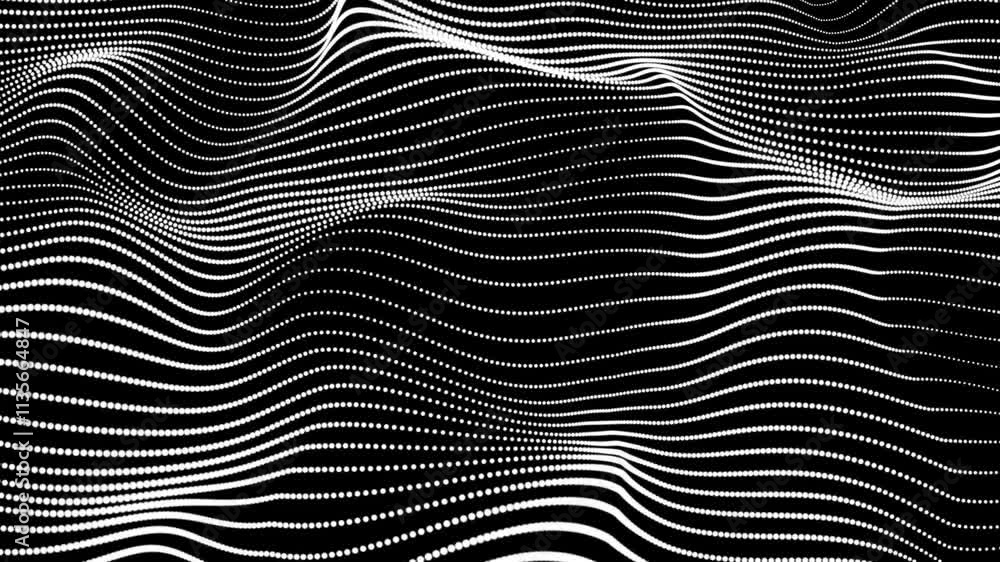 Poster abstract white dot line with a dynamic wave. abstract digital particle and dot wave light abstract b