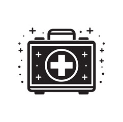 first aid kit box silhouette vector illustration