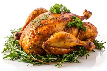 Grilled chicken with lettuce and vegetables isolated