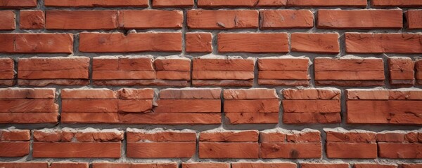 Obraz premium Close-up of red brick wall with uneven texture, close-up, rough