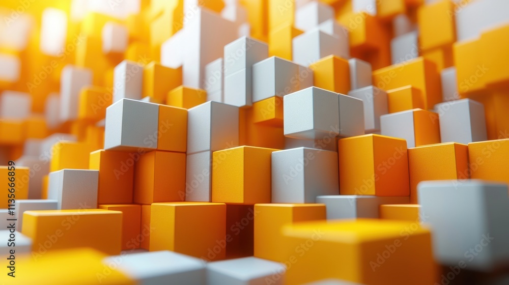 Aufkleber abstract 3d rendering of geometric shapes computer generated minimalistic background with cubes mode