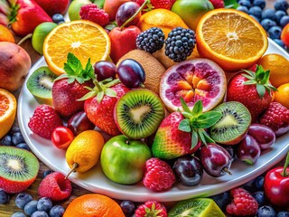 Obraz premium Vibrant Fruit Platter - Fresh Colorful Assortment