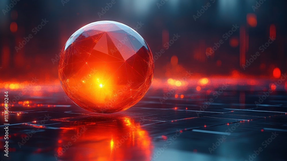 Aufkleber abstract 3d rendering of polygonal sphere geometric shape futuristic modern background design for po