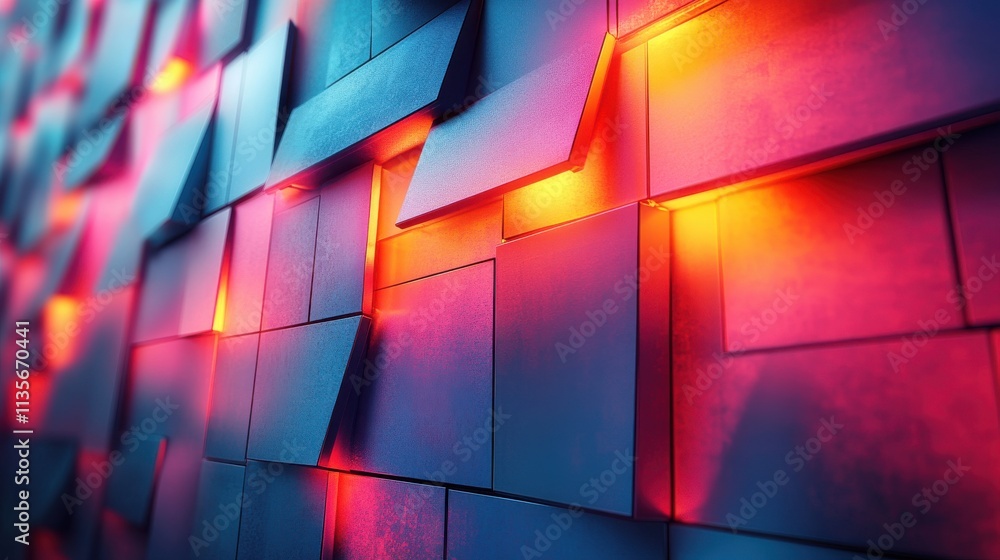 Poster abstract 3d rendering of random geometric shapes futuristic modern background design for poster cove