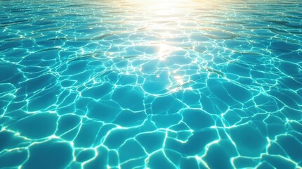 Obraz premium Pool water with turquoise ripples and sunlight peeking through its surface, serene, turquoise, ripple, light, blue