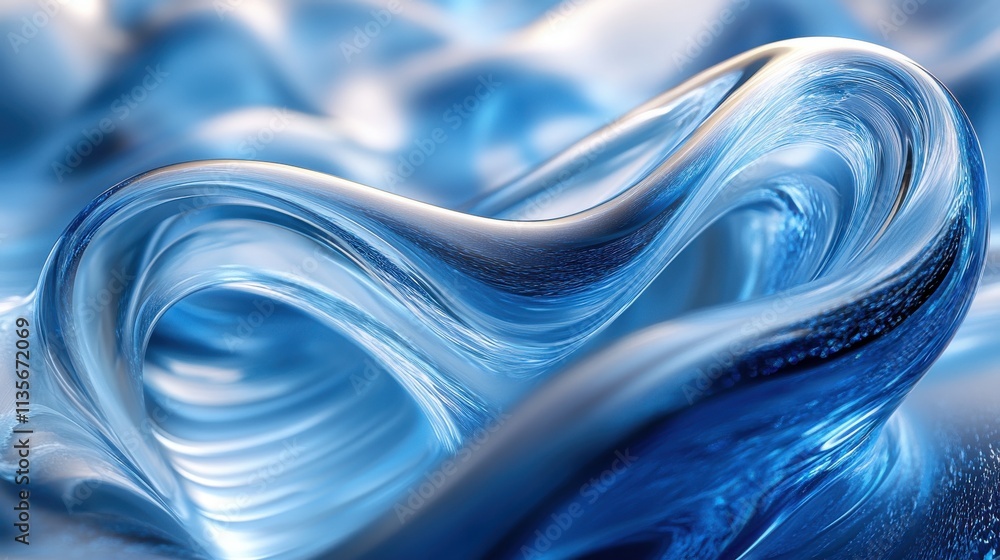 Poster abstract animation 3d render of rotating glass shape seamless looped vide