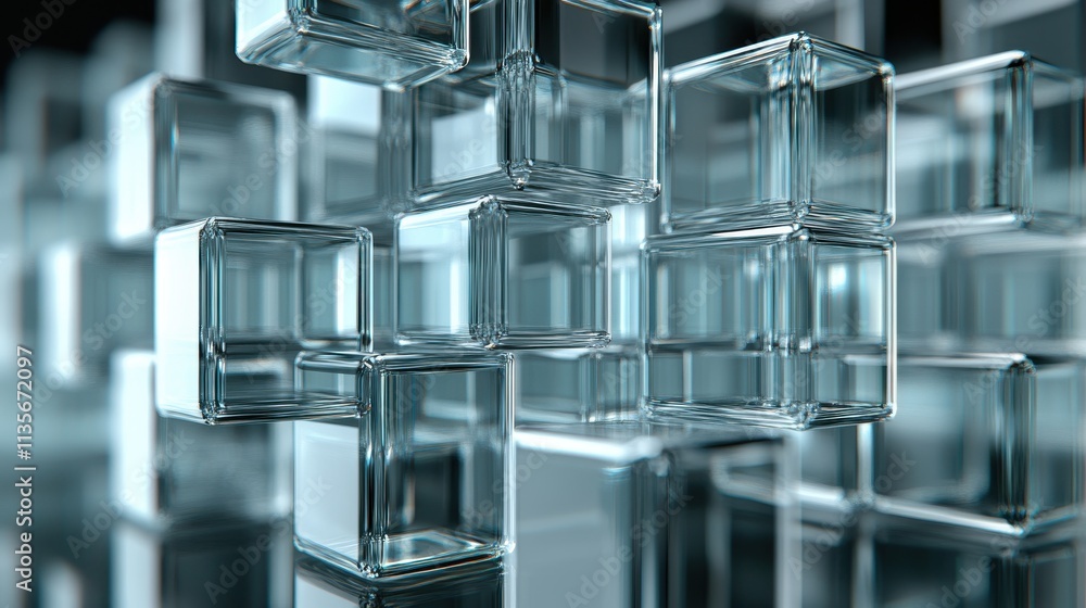 Aufkleber abstract animation 3d render of rotating glass squares on light background seamless looped vide