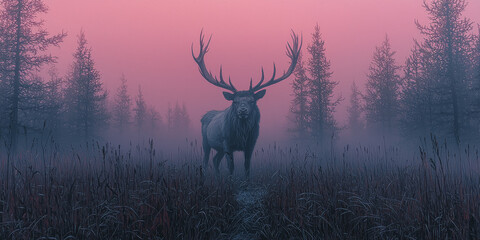  Majestic Stag in Misty Forest at Dawn