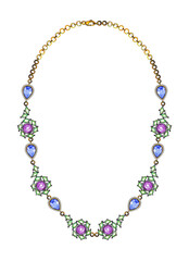 Jewelry design modern art necklace set with fancy sapphire hand drawing.
