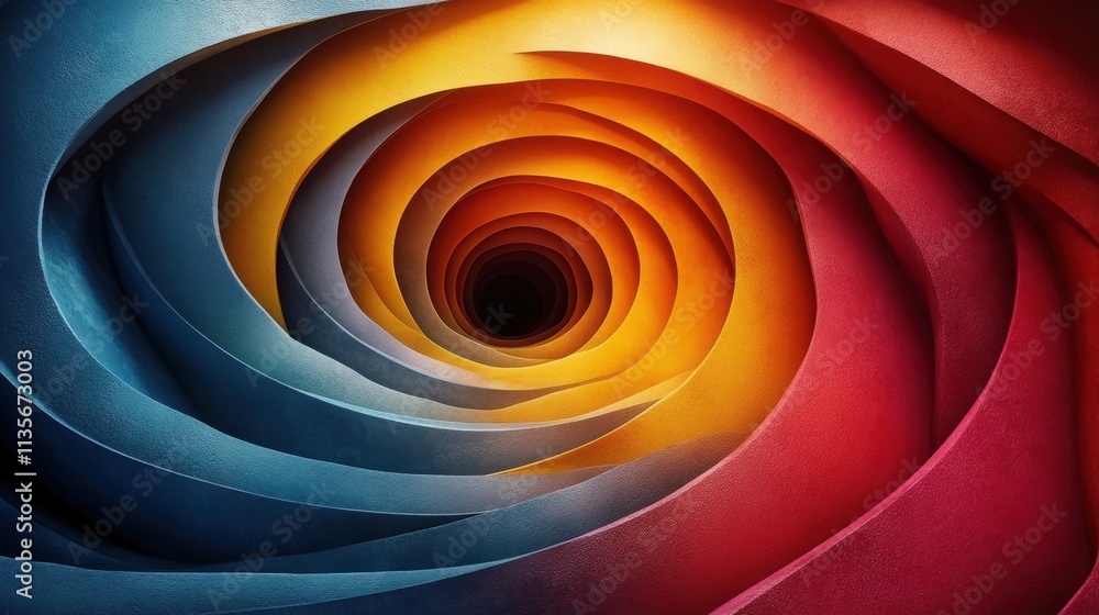 Poster abstract animation colorful rotating rings on a dark background seamless looped video 3d rende