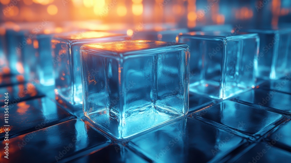 Aufkleber abstract animation geometric background design with glass blocks seamless looped video 3d rende