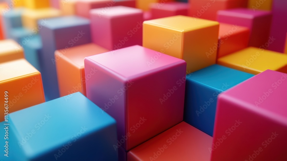 Aufkleber abstract animation geometric design with colorful blocks seamless looped video 3d rende