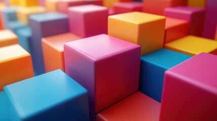 Obraz premium abstract animation geometric design with colorful blocks seamless looped video 3d rende