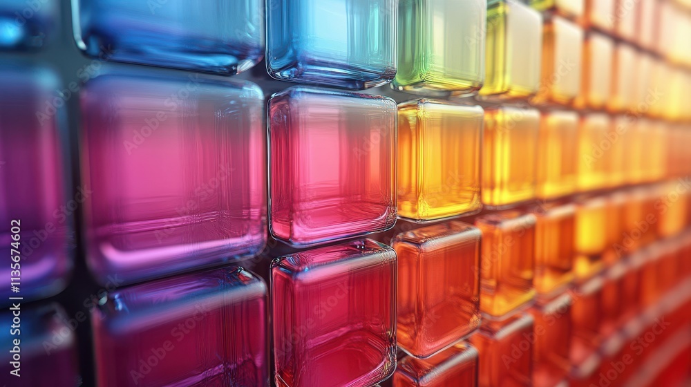 Aufkleber abstract animation geometric design with colorful glass blocks looping video 3d rende