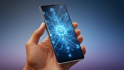 hand utilizing a smartphone and digital devices network for data communication and the idea of telecommunication