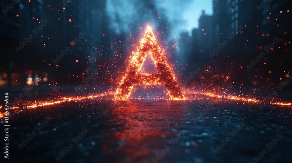 Poster abstract animation of ai letters with particles on black background seamless looped video 3d rende