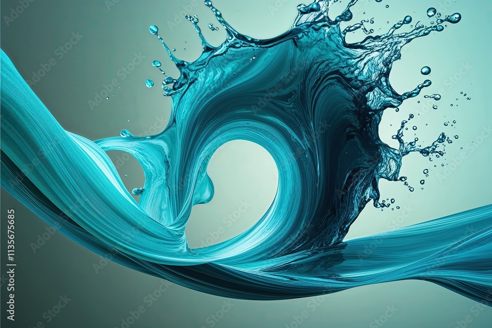 Poster dynamic aqua splash design with fluid motion effect