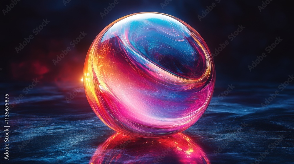Aufkleber abstract animation of an iridescent sphere on a black background looping video 3d rende