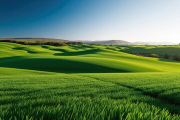 Obraz premium Vibrant Emerald Fields Bright Fresh Landscapes in Daylight