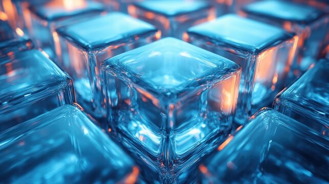 abstract animation rotating glass cubes seamless looped video 3d rende