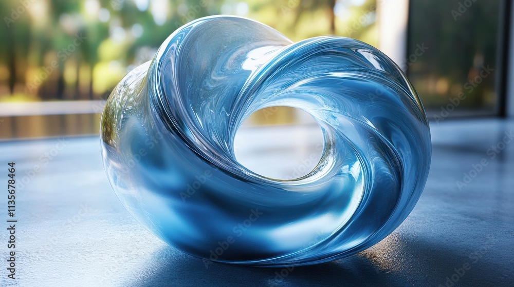 Poster abstract animation rotating glass shape seamless looping video 3d rende