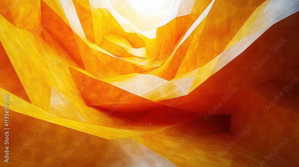 Poster abstract animation rotating yellow geometric shapes looping video 3d rende