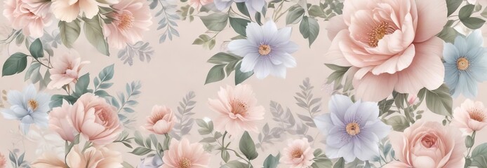 Elegant and delicate floral pattern with pastel hues, wallpaper, pastel