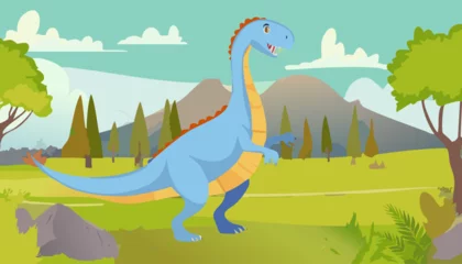  Dinosaur in the park. Cartoon vector illustration. © Waseem-Creations