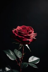 Fototapeta premium beautiful bright red rose on a dark background photo