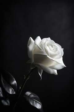 isolated white rose on dark black background photo