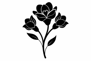 Freesia flower silhouette vector illustration. Freesia Flower Silhouette icon Vector on White Background

