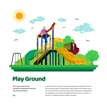 Flat style vector. Kids playground Illustration