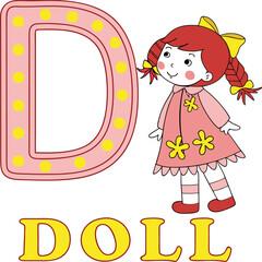 Alphabet D - Doll Illustration for Kids | Fun and Educational Preschool Learning Concept