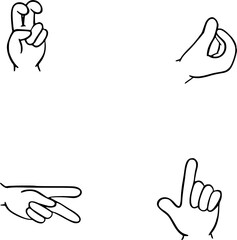 Hand gestures silhouettes set isolated on white background. Vector illustration.