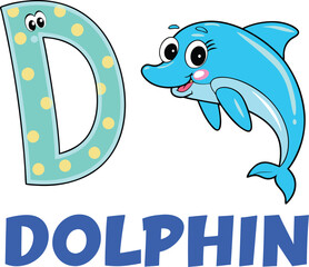 Obraz premium Alphabet D - Dolphin Illustration for Kids | Fun and Educational Preschool Learning Concept