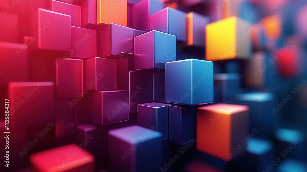 Poster abstract background with cubes geometric design seamless looped animatio