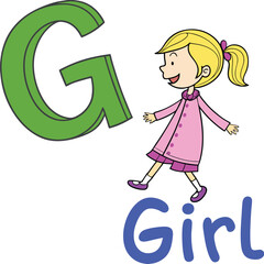 Alphabet G - Girl Illustration for Kids | Fun and Educational Preschool Learning Concept