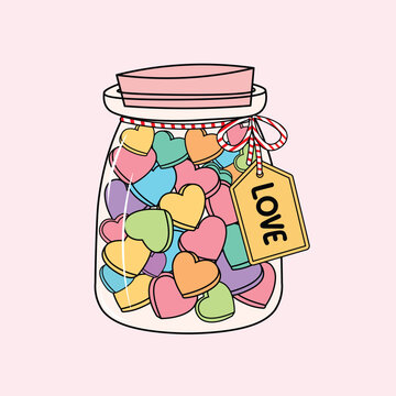 jar filled colorful heart candies clip art preview