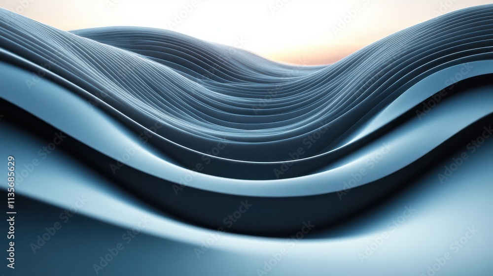 Poster abstract curved lines 3d rende