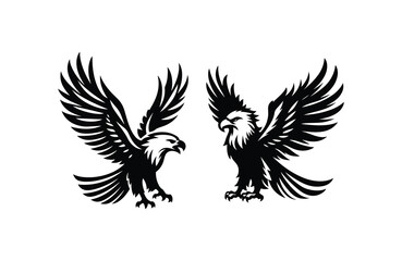 Fototapeta premium flying eagle silhouette vector logo illustration