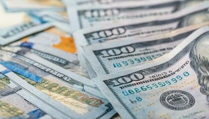 Fototapeta premium Stack of One Hundred Dollar Bills 