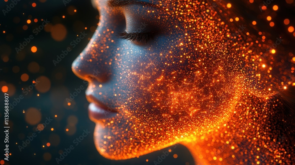 Poster abstract human face 3d render artificial intelligence concep