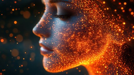 abstract human face 3d render artificial intelligence concep